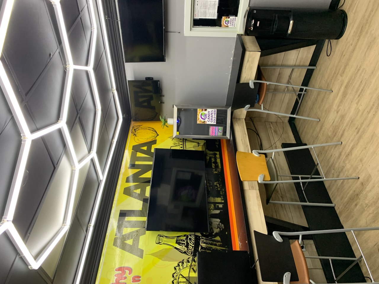 Ribb Me Up wall graphics with menu and drinks cooler